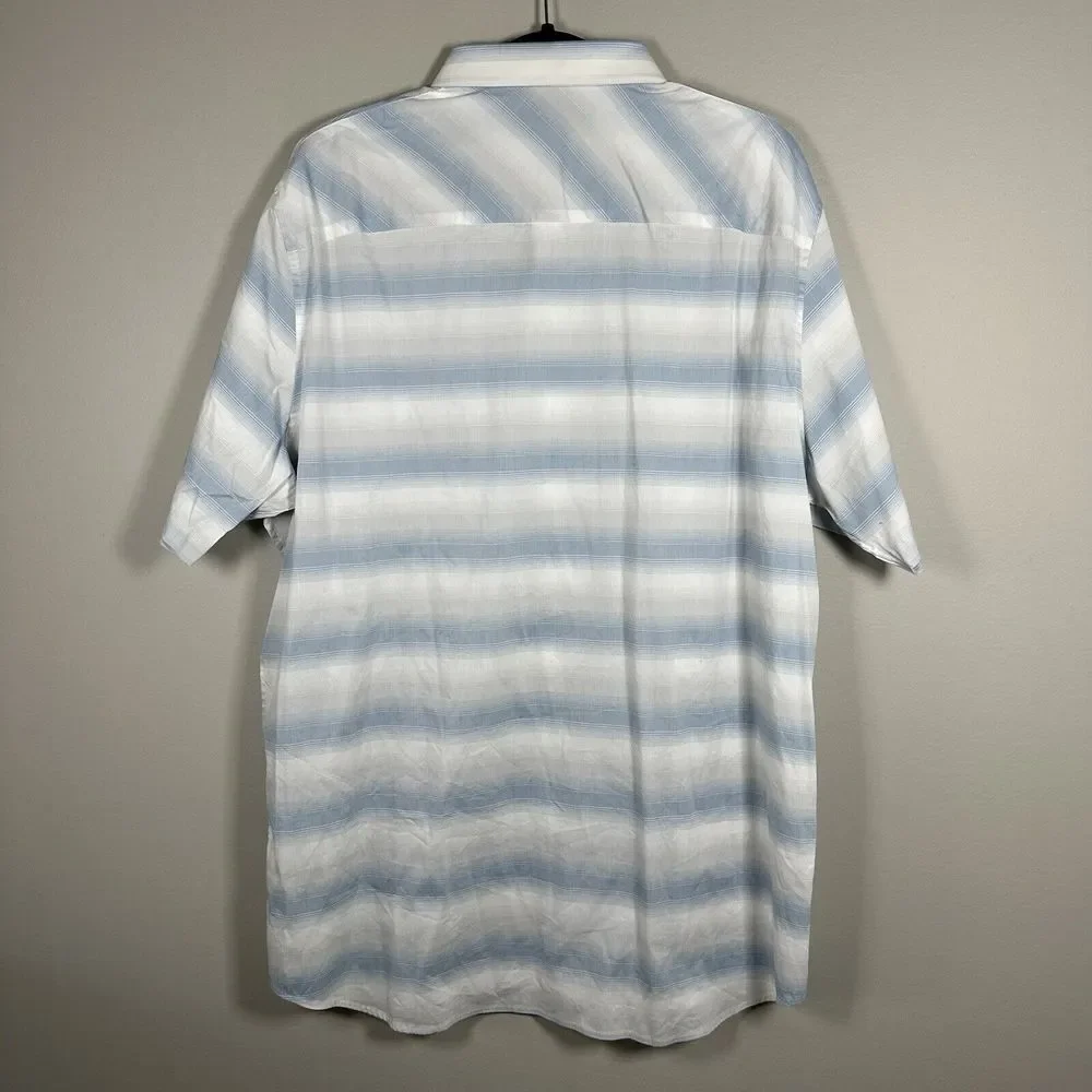 NWT Travis Mathew 2XL Dusk‎ Blue White On The Line Short Sleeve Button Up Shirt - Picture 2 of 7